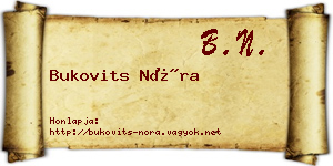 Bukovits Nóra névjegykártya